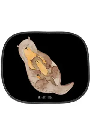 Mr. & Mrs. Panda Sonnenschutz Otter Kind - Schwarz - Geschenk, Fischotter, Baby, Autoscheiben Sonne, Seidenmatt, Vielseitig schwarz