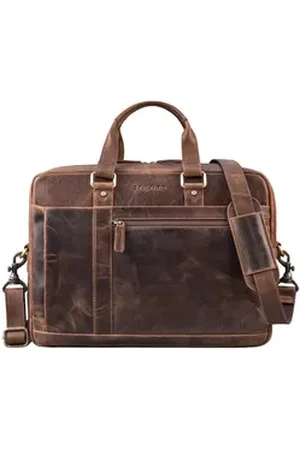 STILORD Laptoptasche Nico Umhängetasche Leder groß braun