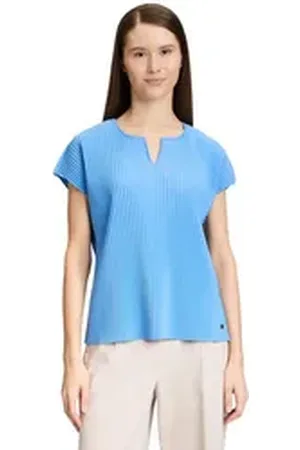 Betty & Co Betty&Co Kurzarmshirt Kurzarm-Shirt mit Plissee (1-tlg) Plissee blau S