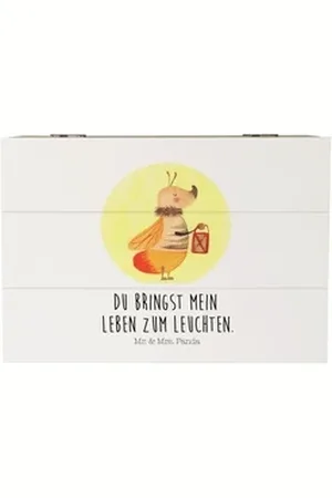 Mr. & Mrs. Panda Dekokiste Glühwürmchen 22 x 15 cm - Weiß - Geschenk, Heiratsantrag, Schatzkiste (1 St), Schöne Sprüche weiß 22 cm x 15 cm x 12 cm