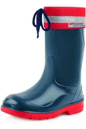Ladeheid Lange Regenschuhe für Mädchen und Jungen LA-972 Gummistiefel Kinder mit Stulpe zum Schnüren blau|rot 31