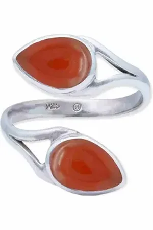mantraroma Silberring (Ring mit Schmuckbeutel), Damenring aus 925er Silber orange