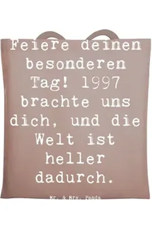 Mr. & Mrs. Panda Tragetasche 1997 Geburtstag - Braun Pastell - Geschenk, besondere Momente, Strand (1-tlg), Modisches Design braun