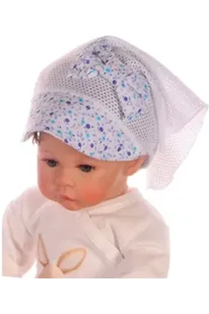 La Bortini Kopftuch Baby Kopftuch Sommer Mütze Kopfbedeckeung in Weiß blau, atmungsaktiv, weich, mit Blumen Muster, sommerlich, leicht blau|weiß