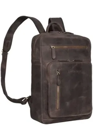 STILORD Notebookrucksack "Valera" Leder Business Rucksack viele Fächer Damen Herren mittelgroß braun