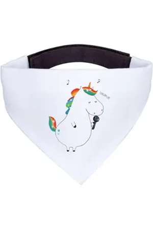 Mr. & Mrs. Panda Hundefliege Einhorn Sänger - Weiß - Geschenk, groß, große Hunde, Einhorn Deko, Ei, Polyester weiß L | 33 cm x 33 cm