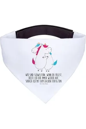 Mr. & Mrs. Panda Hundefliege Einhörner Umarmen - Weiß - Geschenk, Liebe, Einhorn Deko, Halstuch, g, Polyester weiß L | 33 cm x 33 cm