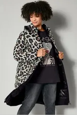 Angel of Style Angel of Style Steppjacke Wende-Steppmantel Straight Fit Leo/uni Kapuze lila 56
