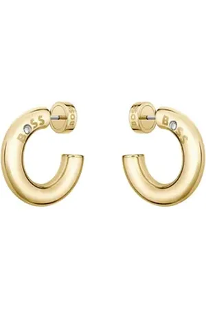 HUGO BOSS Paar Creolen LIVE, 1580689, 1580690, mit Preciosa Crystal gelb|goldfarben