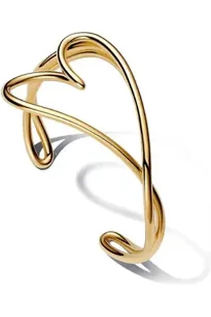 PANDORA Armreif Damenarmreif mit Herz, Essence-Kollektion, vergoldet goldfarben 16 cm
