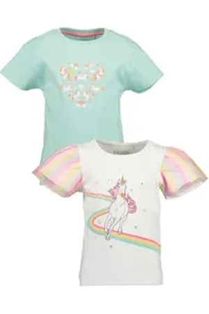 Blue Seven T-Shirt Mädchen T-Shirts 2er Set Rundhals Kurzarm Sommer (2-tlg) bunt 110