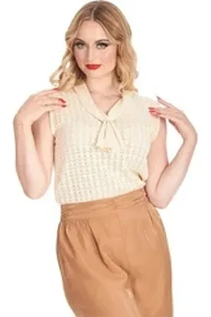 Banned Retro Stricktop Anchor Ahoy Creme Vintage Anker Oberteil Retro beige XXL