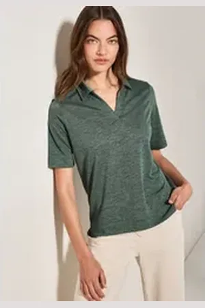 CECIL Poloshirt in Leinen-Optik grün S (38)