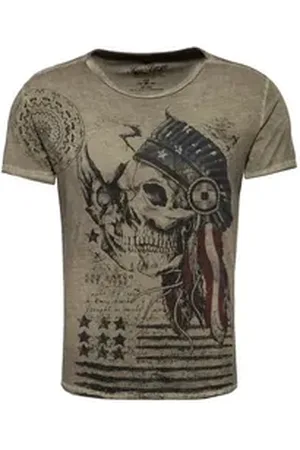 Key Largo T-Shirt T-Shirt Indian Skull Totenkopf Print Motiv vintage Look MT00168 Rundhalsauschnitt bedruckt kurzarm slim fit XXL