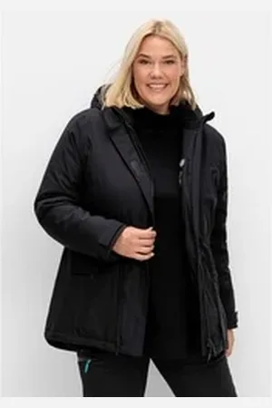 Sheego Outdoorjacke Große Größen mit Fleecefutter, wasser- und winddicht schwarz 40
