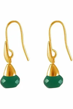 Gemshine Paar Ohrhänger Onyx Tropfen goldfarben