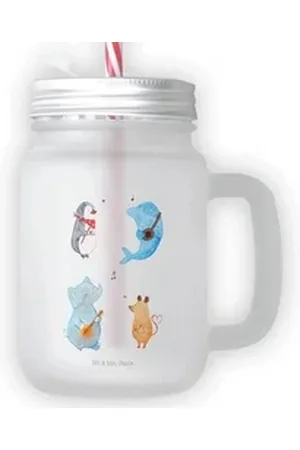Mr. & Mrs. Panda Cocktailglas Big Band - Transparent - Geschenk, Gitarre, Tiermotive, Trinkglas, Ei, Premium Glas, Stylisches skandinavisches Design