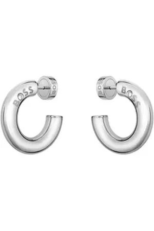 HUGO BOSS Paar Creolen LIVE, 1580689, 1580690, mit Preciosa Crystal silberfarben