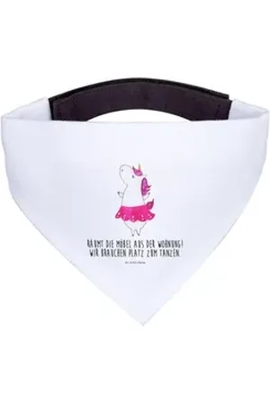 Mr. & Mrs. Panda Hundefliege Einhorn Ballerina - Weiß - Geschenk, Lebenslust, Einhörner, kleine Hu, Polyester weiß S | 22.5 cm x 22.5 cm