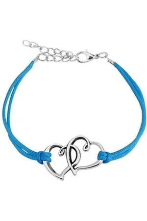 Bungsa Lederarmband Armband 2 Herzen aus Leder Unisex (1 Armband, 1-tlg), Bracelet Armschmuck blau Onesize