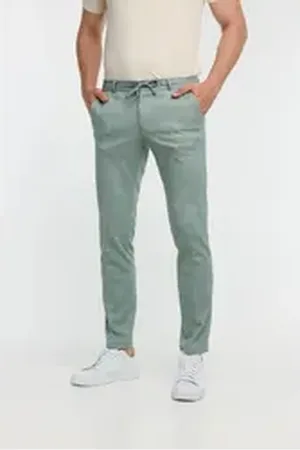 Zuitable Anzughose – Slim Fit Herrenhose mit Tunnelzug und Bügelfalte - Bügelfalte vorne grün 44