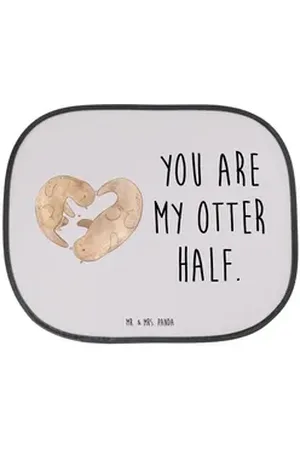 Mr. & Mrs. Panda Sonnenschutz Otter Herz - Grau Pastell - Geschenk, Auto Sonnenschutz, Seeotter, So, Seidenmatt, Einzigartiges Design grau