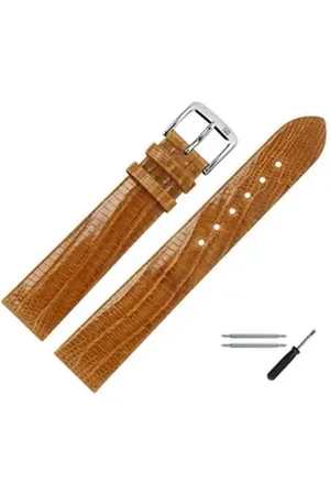 MARBURGER Uhrenarmband 16mm Leder Eidechse (Teju) Schuppung braun|silberfarben