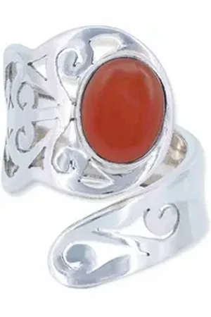 mantraroma Silberring (Ring mit Schmuckbeutel), Damenring aus 925er Silber orange