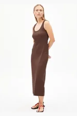 Armedangels Maxikleid GOLDAA Damen Ripp-Jerseykleid aus Bio-Baumwoll Mix (1-tlg) Ripp-Jerseykleid aus Bio-Baumwoll Mix braun L/40/42