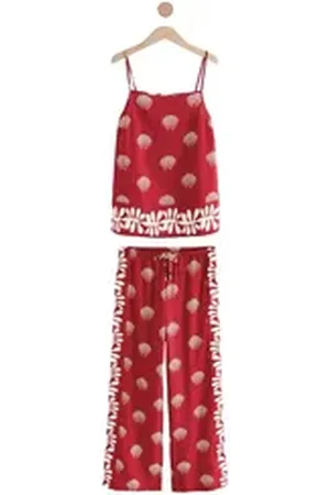 Next Pyjama Schlafanzug mit Cami-Top aus Leinengemisch (2 tlg) rot 50 (GB: 22)