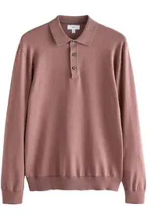 Next Langarm-Poloshirt Langärmeliges Regular Fit Poloshirt aus Strick (1-tlg) rosa 3XL Reg