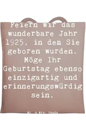 Mr. & Mrs. Panda Tragetasche Spruch 1925 Geburtstag - Braun Pastell - Geschenk, Nostalgie, Glückwu (1-tlg) braun