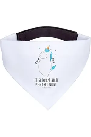 Mr. & Mrs. Panda Hundefliege Einhorn Fitness - Weiß - Geschenk, Einhörner, Einhorn Deko, mittelgro, Polyester, Kreative Motive weiß M | 25.5 cm x 12.5 cm