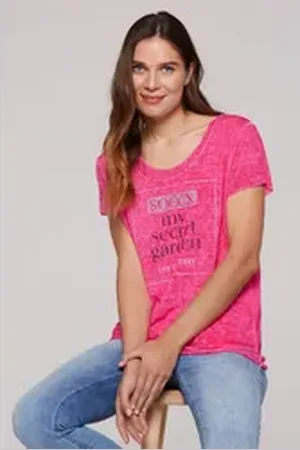 Soccx 2-in-1-Shirt mit Glitzernaht an den Kanten und Säumen rosa XL
