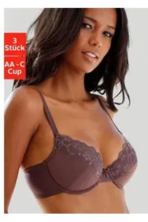 Petite Fleur Push-up-BH (Packung, 3 Stück) mit Bügel im attraktiven Multipack, Dessous braun 80
