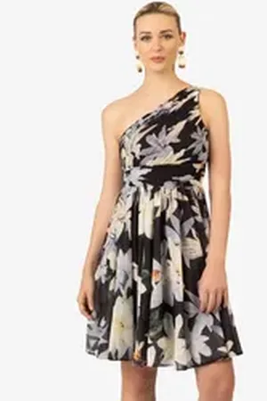 Kraimod Cocktailkleid aus hochwertigem Polyester Material mit Blumendruck schwarz|weiß 40