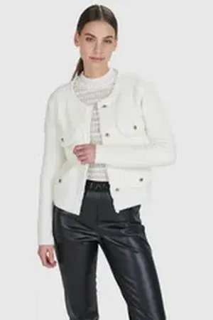 Marc Aurel Strickjacke mit Fransendetails weiß 40