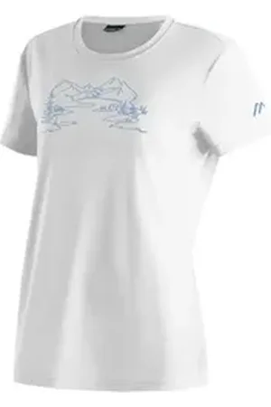 Maier Sports T-Shirt Wilma Print Damen Funktionsshirt, Freizeitshirt mit Aufdruck, Regular Fit weiß 48