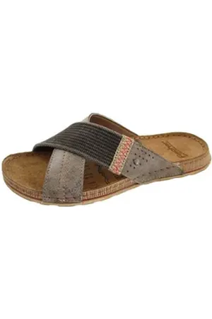 Fischer Fischer-Markenschuh Herren Lukas Kreuzband Pantolette Nuss Pantoffel (080174) braun 46 EU