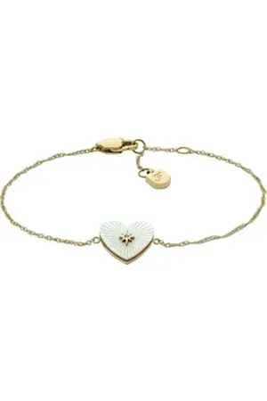 Fossil Armband Damen-Armband Edelstahl Perlmutt, JEWELRY goldfarben