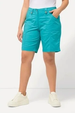Ulla Popken Funktionshose Cargo-Bermuda Komfortbund 4-Pocket-Schnitt blau 52