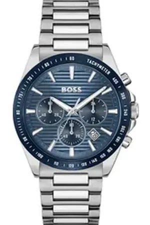 HUGO BOSS Chronograph STRIKE CHRONO 1514240, Quarzuhr, Armbanduhr, Herrenuhr, Edelstahlarmband, analog, Tag silberfarben