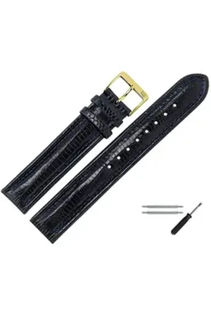 MARBURGER Uhrenarmband 20mm Leder Eidechse (Teju) Schuppung blau