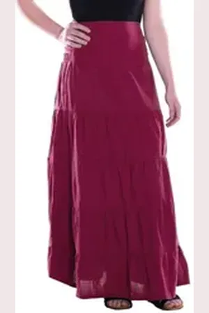 Vishes Maxirock Damen Maxi-Rock Baumwolle Vintage, Retro elastischer Bund mit Kordel-Z Alternative Bekleidung, Ethno, Hippie, Retro Style rot 34-42