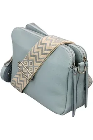 Adel Bags Schultertasche MARA Umhängetasche für Damen, Schultertasche aus Echtleder, hergestellt in Italien, mit 2 Riemen blau