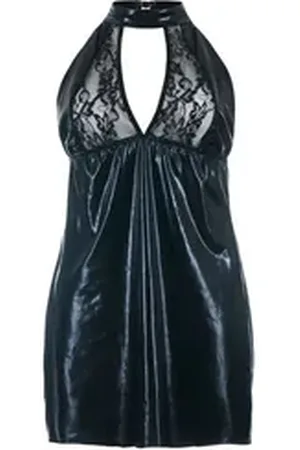 Andalea Babydollkleid Schwarzes Wetlook Chemise SB/1001 Sexy Base Kollektion by schwarz 38/40