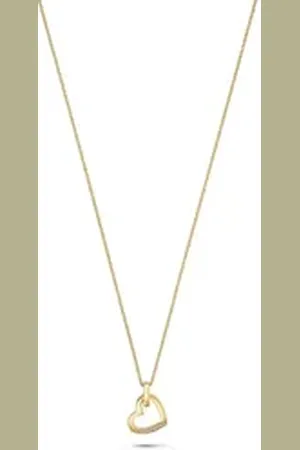 Jette Joop Kette mit Anhänger Twisted Heart Damen Halskette vergoldet – mit Zirkonia-Herzanhänger, 87690318NL