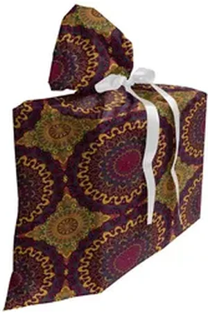 Abakuhaus Spielzeugtruhe Stoffbeutel für Partygeschenke mit 3 Bändern, marokkanisch Tribal Art Mandala blau|gelb