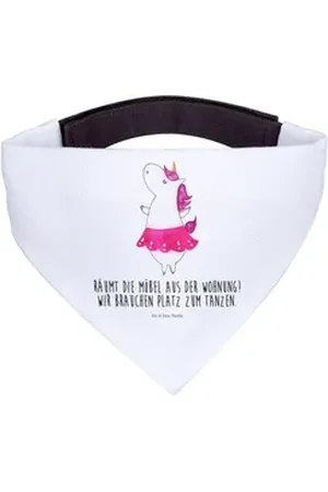 Mr. & Mrs. Panda Hundefliege Einhorn Ballerina - Weiß - Geschenk, Halstuch, mittel, mittelgroße Hu, Polyester weiß M | 22.5 cm x 22.5 cm