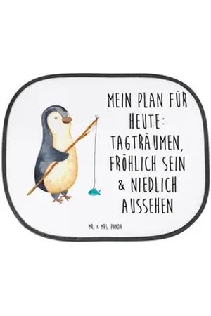 Mr. & Mrs. Panda Sonnenschutz Pinguin Angler - Weiß - Geschenk, Auto Sonnenschutz, Tagträume, Motiv, Seidenmatt, Einzigartiges Design weiß